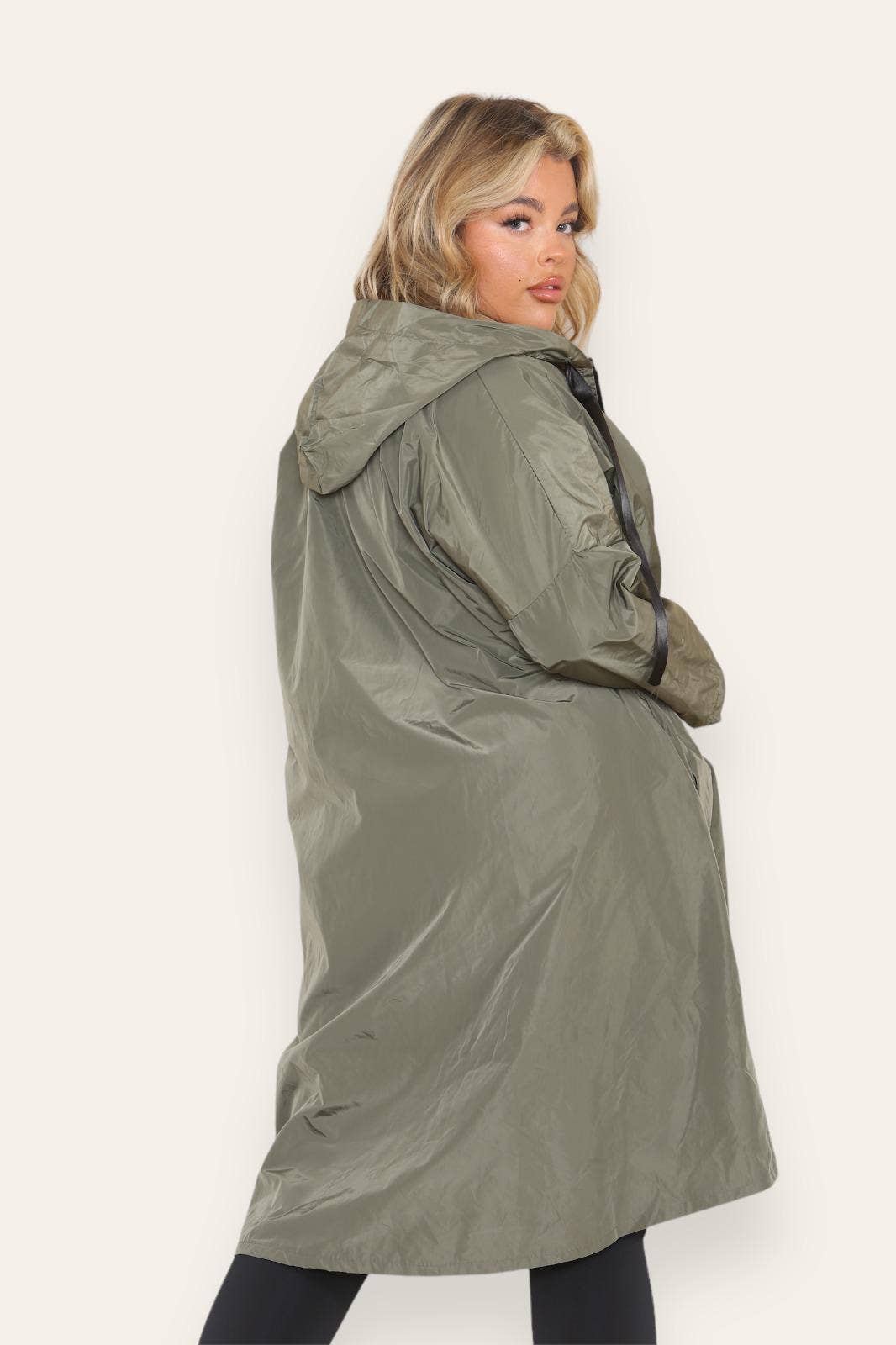 Oversized Hooded Rain Jacket: Khaki