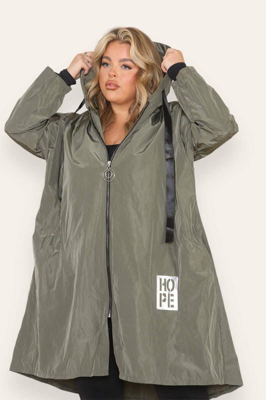 Oversized Hooded Rain Jacket: Khaki